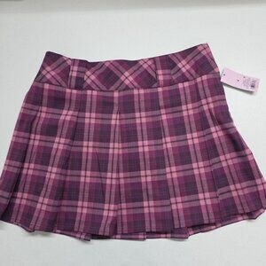 Wild Fable Women's Berry Plaid Low Rise Pleated Mini Skirt Size Medium NWT